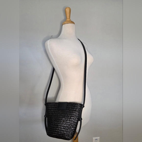 All Saints Ebro Straw Crossbody In Black - Picture 7 of 8